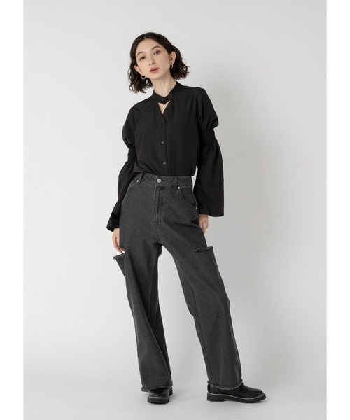 Adoon plain（アドーンプレーン）の「トライアングルネックブラウス（シャツ/ブラウス・レディース・ホワイト/オフホワイト/ブラック/その他・FREE）」の22枚目の写真