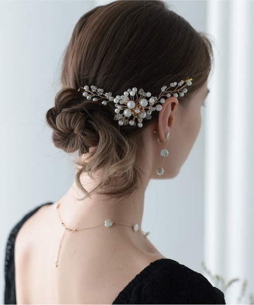 PREFERIR(プレフェリール)の「クリスタル ビジュー パールヘッドドレス(ヘアアクセサリー)(その他ヘアアクセサリー・レディース・シルバー/ゴールド・FREE)」の11枚目の写真