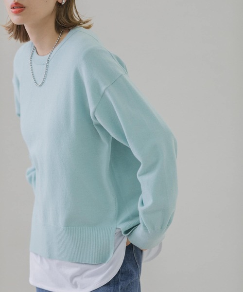 URBAN RESEARCH Sonny Label（アーバンリサーチサニーレーベル）の「ウォッシャブルウォームクルーネックニットプルオーバー（ニット/セーター・レディース・ホワイト系その他/ブラック/グレー/ミント・FREE）」の4枚目の写真