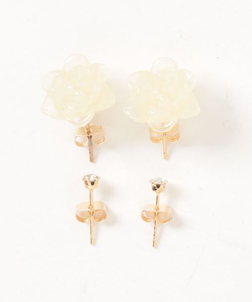 misto accessories（ミストアクセサリーズ）の「ROSE&GRAIN pierces　ローズピアス・一粒ピアス 2ピースセット（ピアス（両耳用）・レディース・ホワイト/レッド/ピンク・FREE）」の15枚目の写真