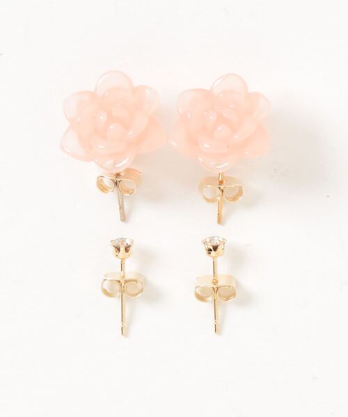 misto accessories（ミストアクセサリーズ）の「ROSE&GRAIN pierces　ローズピアス・一粒ピアス 2ピースセット（ピアス（両耳用）・レディース・ホワイト/レッド/ピンク・FREE）」の12枚目の写真