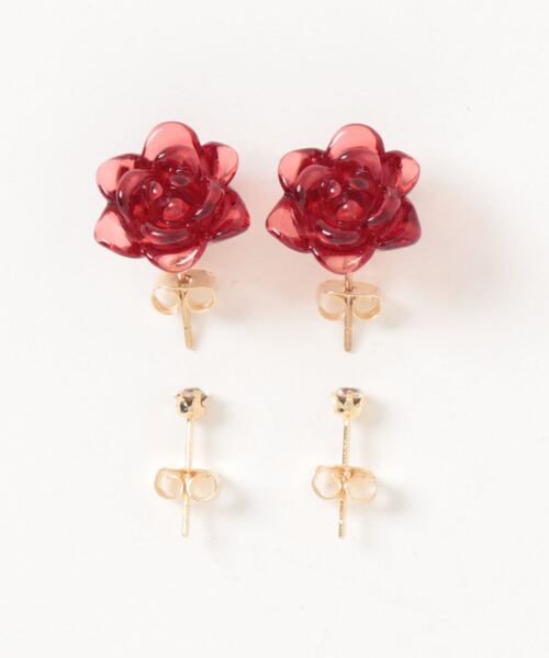 misto accessories（ミストアクセサリーズ）の「ROSE&GRAIN pierces　ローズピアス・一粒ピアス 2ピースセット（ピアス（両耳用）・レディース・ホワイト/レッド/ピンク・FREE）」の9枚目の写真