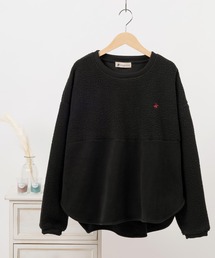 BEVERLY HILLS POLO CLUB（ビバリーヒルズポロクラブ）の「【BEVERLY HILLS POLO CLUB/ビバリーヒルズポロクラブ】BHPCロゴ ワンポイント刺繍デザイン ビッグシルエット ラウンドヘム フリースチュニック/ オーバーサイズ（スウェット・レディース）」