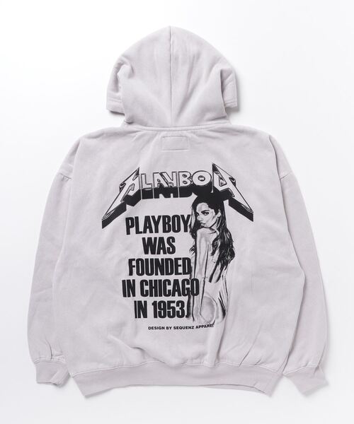 PLAYBOY(プレイボーイ)の「SEQUENZ×PLAYBOY/プレイボーイ バンド ヴィンテージ モチーフ バックプリント 裏起毛 スウェットプルパーカー(パーカー・メンズ・ブラック/オフホワイト・L/LL/M)」の3枚目の写真