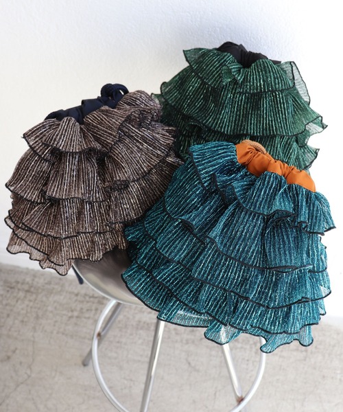 ELLEgirl(エルガール)の「《新色・再入荷》ラメプリーツフリル巾着バッグ【ELLEgirl/エル ガール】(ハンドバッグ・レディース・グリーン/ブルー/アンティークゴールド/レッド/ライム/ダークブルー・FREE)」の21枚目の写真