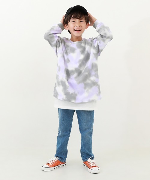 devirock（デビロック）の「タイダイプリント長袖Tシャツ（Tシャツ/カットソー・キッズ・グリーン/ブルー/オレンジ/パープル/グレー系・160cm/150cm/120cm/130cm/140cm/110cm/100cm）」の8枚目の写真