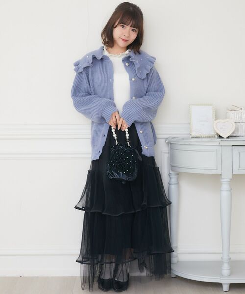 ems excite（エムズエキサイト）の「ベロア巾着ショルダーバッグ（ショルダーバッグ・レディース・ライトグレー/ライトベージュ/ブラック・ONE SIZE）」の6枚目の写真