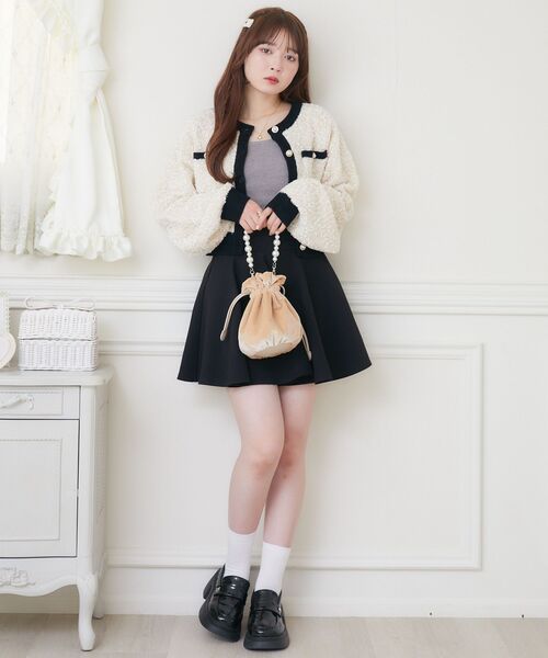 ems excite（エムズエキサイト）の「ベロア巾着ショルダーバッグ（ショルダーバッグ・レディース・ライトグレー/ライトベージュ/ブラック・ONE SIZE）」の9枚目の写真