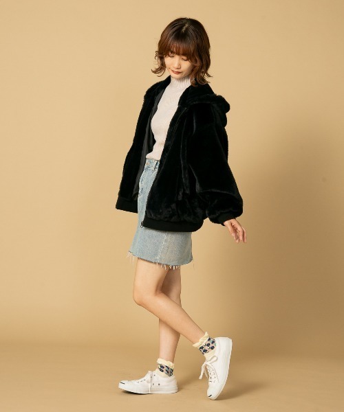 ジャケット シャギー エコファー フェイクファー オーバーサイズ セール】ふわふわ もこもこ デカ耳 うさ耳 しっぽエコファー