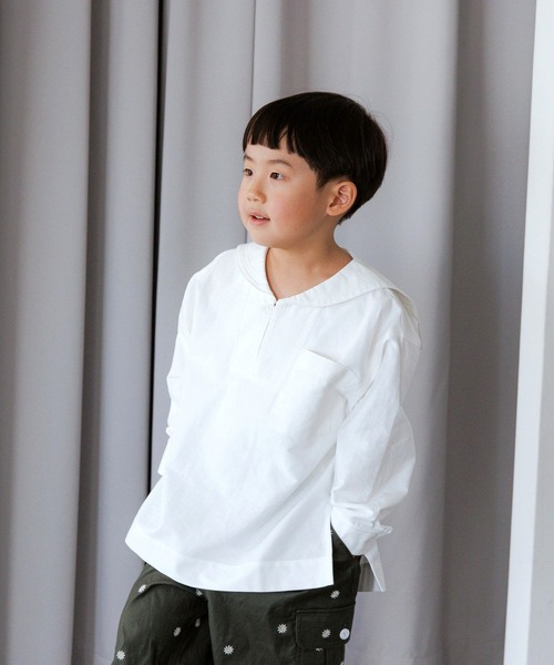 LOWRYS FARM（ローリーズファーム）の「セーラーシャツロングスリーブ　102285（シャツ/ブラウス・キッズ・ホワイト/ネイビー・110cm/120cm/130cm/140cm/150cm）」の2枚目の写真