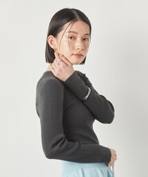 《手洗い可能》18Gホールガーメントガーゼ風リブクルーネックプルオーバーニット