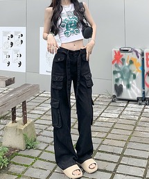 ミリタリーカーゴ カラーワイドパンツ