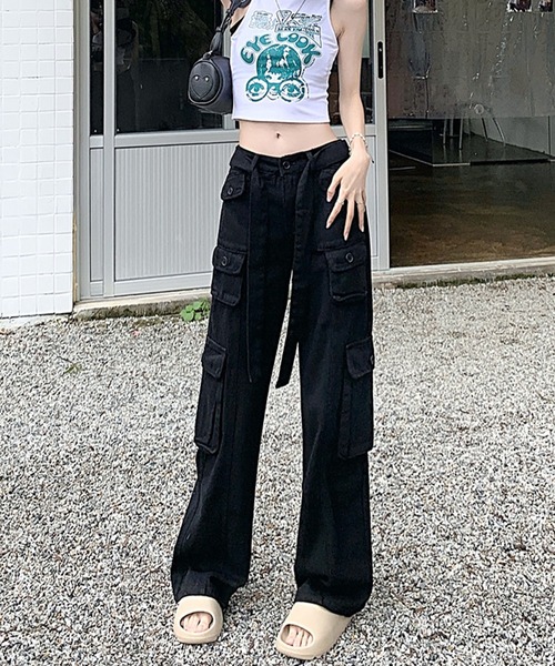 meJane(ミージェーン)の「ミリタリーカーゴ カラーワイドパンツ(カーゴパンツ・レディース・カーキ/ピンク/ブラック・M/S)」の6枚目の写真