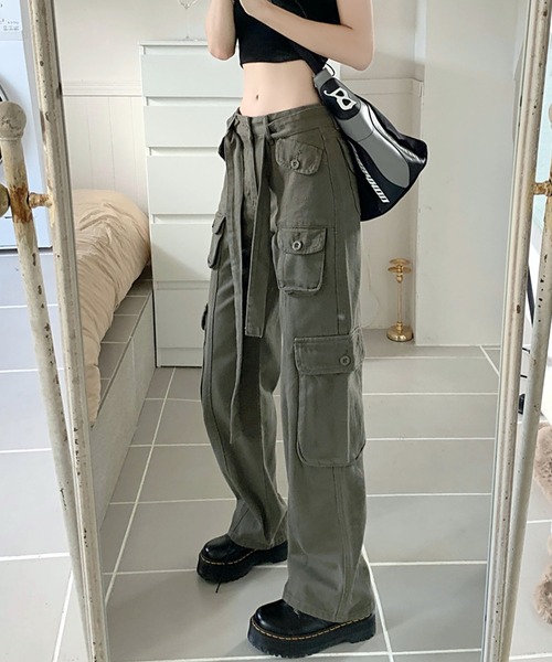 meJane(ミージェーン)の「ミリタリーカーゴ カラーワイドパンツ(カーゴパンツ・レディース・カーキ/ピンク/ブラック・M/S)」の10枚目の写真