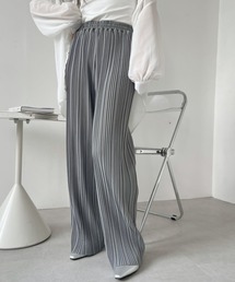 ウエストゴム  プリーツ ストレートパンツ
