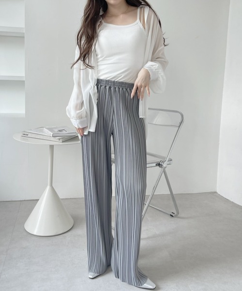 Eclat one（エクラワン）の「ウエストゴム  プリーツ ストレートパンツ（その他パンツ・レディース・モカ/ブルー/ブラック・M/L）」の7枚目の写真