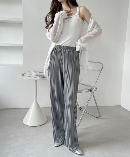 Eclat one（エクラワン）の「ウエストゴム  プリーツ ストレートパンツ（その他パンツ・レディース・モカ/ブルー/ブラック・M/L）」の10枚目の写真