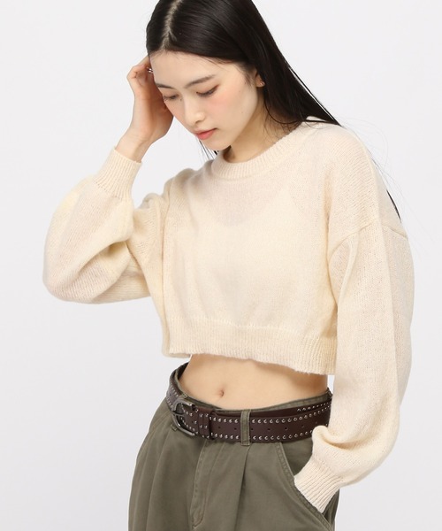 3.3 Field Trip (3.3フィールドトリップ)の「3.3 Field Trip/ショートモヘアニット 2995314(ニット/セーター・レディース・アイボリー/ライトグリーン/ピンク・FREE)」の2枚目の写真