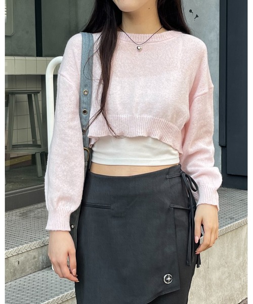 3.3 Field Trip (3.3フィールドトリップ)の「3.3 Field Trip/ショートモヘアニット 2995314(ニット/セーター・レディース・アイボリー/ライトグリーン/ピンク・FREE)」の3枚目の写真