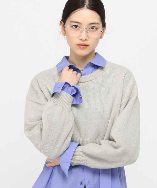 3.3 Field Trip (3.3フィールドトリップ)の「3.3 Field Trip/ショートモヘアニット 2995314(ニット/セーター・レディース・アイボリー/ライトグリーン/ピンク・FREE)」の1枚目の写真