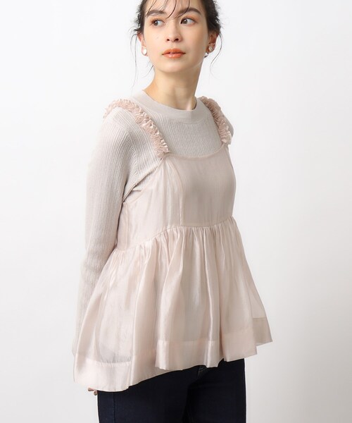 OPAQUE.CLIP（オペークドットクリップ）の「◆オーガンジーキャミブラウス【洗濯機洗い可】（タンクトップ・レディース・オフホワイト/グレー/ブラック・36/38/40）」の5枚目の写真