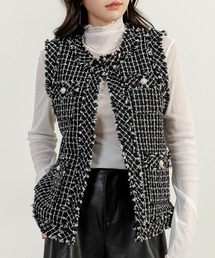 DAY CLOSET（デイ クローゼット）の「レディース ツイード風クラシカルフリンジベスト（ベスト・レディース）」