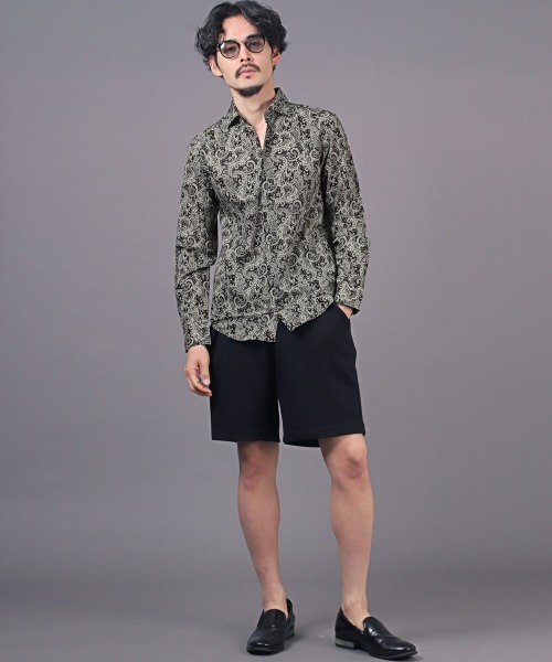 LUXSTYLE（ラグスタイル）の「フラワーペイズリー長袖シャツ（日本製）（シャツ/ブラウス・メンズ・ブラック・L/M）」の3枚目の写真