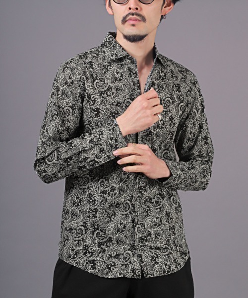 LUXSTYLE（ラグスタイル）の「フラワーペイズリー長袖シャツ（日本製）（シャツ/ブラウス・メンズ・ブラック・L/M）」の12枚目の写真