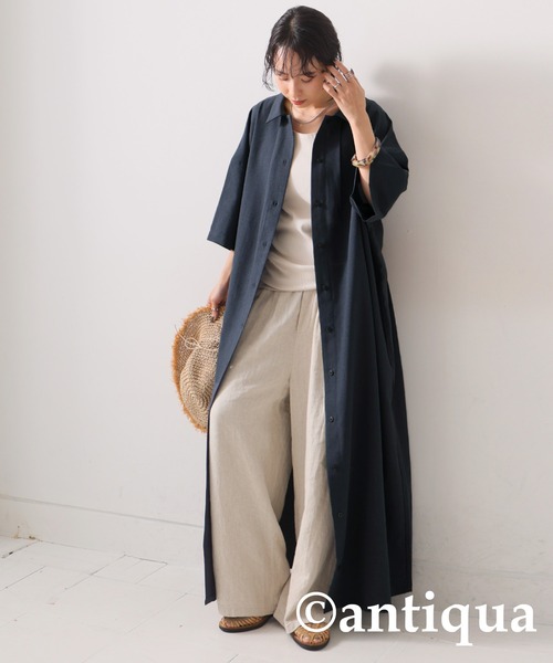 antiqua(アンティカ)の「シャツワンピース(シャツワンピース・レディース・ブルーグレー/ブルー/ナチュラル・R/P)」の8枚目の写真