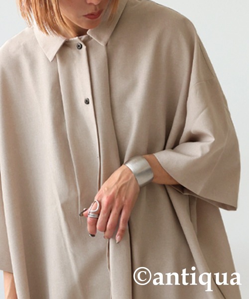 antiqua(アンティカ)の「シャツワンピース(シャツワンピース・レディース・ブルーグレー/ブルー/ナチュラル・R/P)」の14枚目の写真