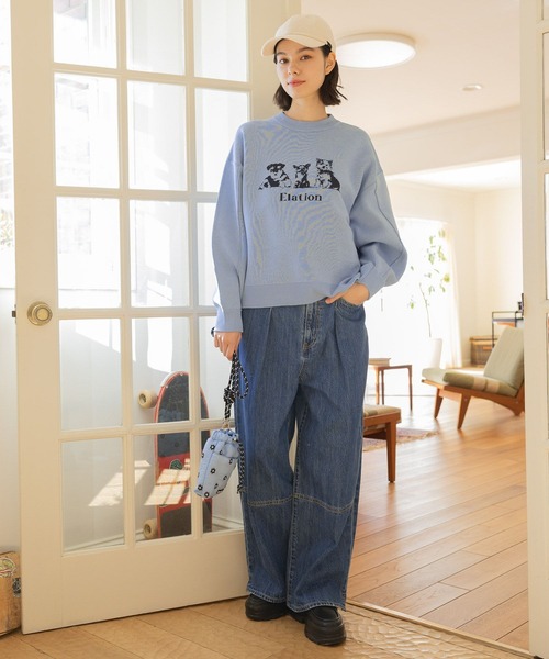 niko and（ニコアンド）の「アソートDOGロゴニットプルオーバー