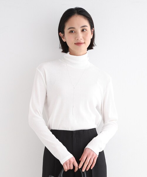 【手洗い可】タートルネックカットソー HUG.U トップス レディース タートルネック 長袖 ハイネック