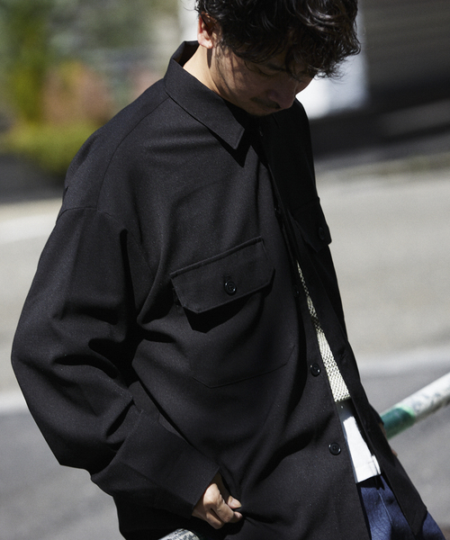 JOURNAL STANDARD relume（ジャーナルスタンダード　レリューム）の「TECH アムンゼン CPOシャツジャケット（シャツ/ブラウス・メンズ・ブラック/ブラックミックス/コバルトブルー・SMALL/MEDIUM/LARGE）」の14枚目の写真