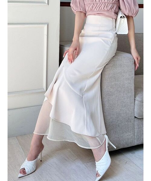 RESEXXY（リゼクシー）の「シアードッキングマーメイドスカート（スカート・レディース・ブルー/ピンク/ブラック/アイボリー・FREE）」の2枚目の写真