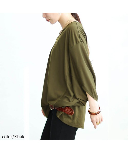 GOLDJAPAN（ゴールドジャパン）の「ワイドドルマンプルオーバー【大きいサイズ対応】（Tシャツ/カットソー・レディース・ネイビー/ブラック/カーキ・4L～5L/LL～3L）」の13枚目の写真