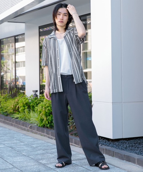 SENSE OF PLACE by URBAN RESEARCH（センスオブプレイスバイアーバンリサーチ）の「『イージーケア/セットアップ対応』ダブルタックワイドスラックス（スラックス・メンズ・ブラック/ライトベージュ/ブルー/グレー/ベージュ/チャコールグレー・SMALL/MEDIUM/LARGE）」の10枚目の写真