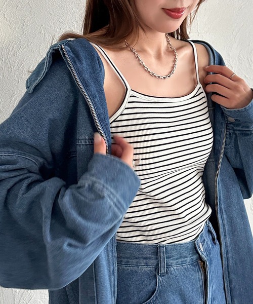 apres jour mignon（アプレジュールミニョン）の「カップ付きキャミソール（キャミソール・レディース・その他/ブラック/アイボリー/杢グレー/ナチュラル・X-LARGE/フリー）」の5枚目の写真