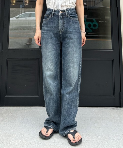 美品✴︎or SlowストレートデニムパンツL 新色追加！！】セミワイドストレートデニムパンツ（デニムパンツ