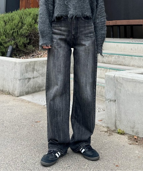 新色追加！！】セミワイドストレートデニムパンツ（デニムパンツ）｜LE