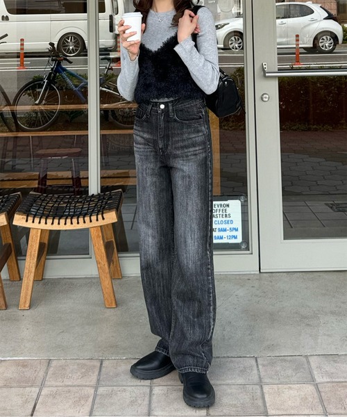 新色追加！！】セミワイドストレートデニムパンツ（デニムパンツ）｜LE