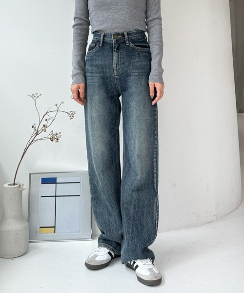 LE MORE（リモア）の「【新色追加！！】セミワイドストレートデニムパンツ（デニムパンツ・レディース・ブルー/ブラック/ライトブルー・FREE/M）」の13枚目の写真