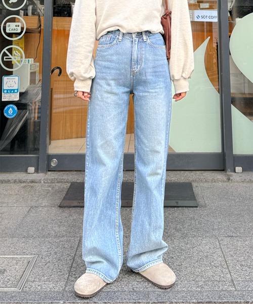 新色追加！！】セミワイドストレートデニムパンツ（デニムパンツ）｜LE