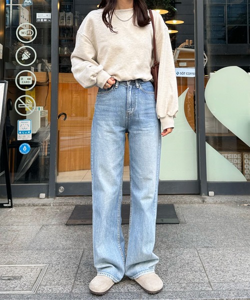 センソユニコ【WHY MIX】イタリア製ホワイト ワイドレッグ デニムパンツ デニムパンツ レディース サルエルパンツ ワイドパンツ デニム