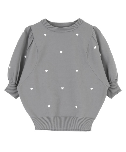 titivate（ティティベイト）の「ハート柄ボリュームスリーブプルオーバー（Tシャツ/カットソー・レディース・ホワイト系その他/ブラック系その他/ホワイト系その他2/グレー系その他・FREE）」の4枚目の写真