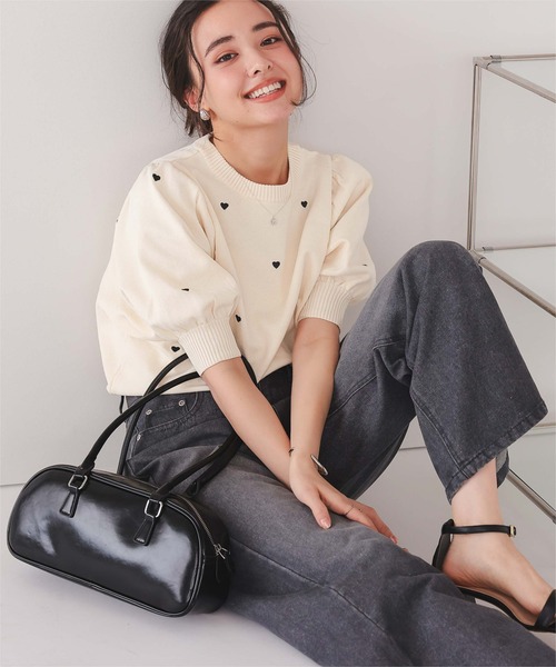 titivate（ティティベイト）の「ハート柄ボリュームスリーブプルオーバー（Tシャツ/カットソー・レディース・ホワイト系その他/ブラック系その他/ホワイト系その他2/グレー系その他・FREE）」の5枚目の写真