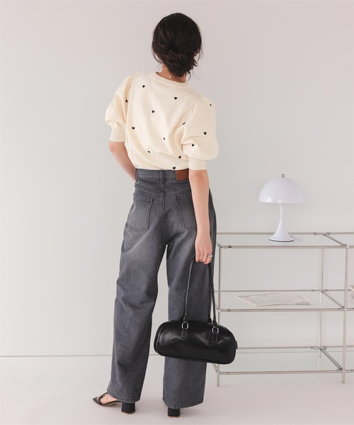 titivate（ティティベイト）の「ハート柄ボリュームスリーブプルオーバー（Tシャツ/カットソー・レディース・ホワイト系その他/ブラック系その他/ホワイト系その他2/グレー系その他・FREE）」の7枚目の写真