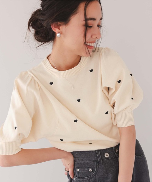 titivate（ティティベイト）の「ハート柄ボリュームスリーブプルオーバー（Tシャツ/カットソー・レディース・ホワイト系その他/ブラック系その他/ホワイト系その他2/グレー系その他・FREE）」の8枚目の写真
