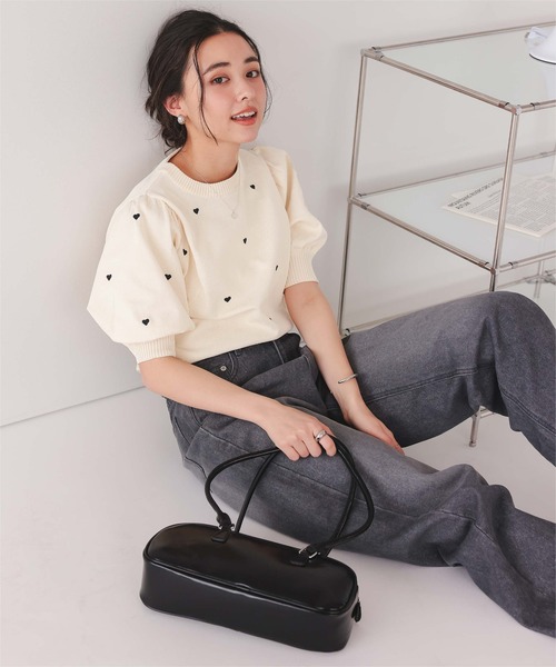 titivate（ティティベイト）の「ハート柄ボリュームスリーブプルオーバー（Tシャツ/カットソー・レディース・ホワイト系その他/ブラック系その他/ホワイト系その他2/グレー系その他・FREE）」の9枚目の写真
