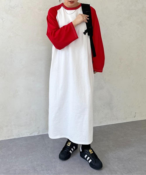 CPCM(シーピーシーエム)の「メッシュ切替ラグランワンピース(ワンピース・レディース・ブラック/ネイビー/レッド・FREE)」の1枚目の写真