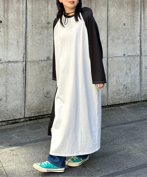 CPCM(シーピーシーエム)の「メッシュ切替ラグランワンピース(ワンピース・レディース・ブラック/ネイビー/レッド・FREE)」の2枚目の写真